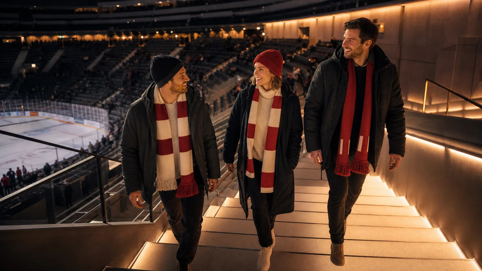 Schweizer Fans auf beleuchteten Arenastufen als Sinnbild für Treue
