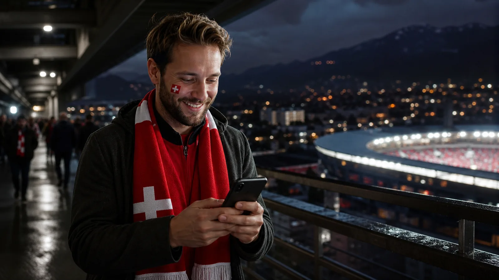 Erwachsener Fan erhält nach einem Abendspiel BetLabel Cashback