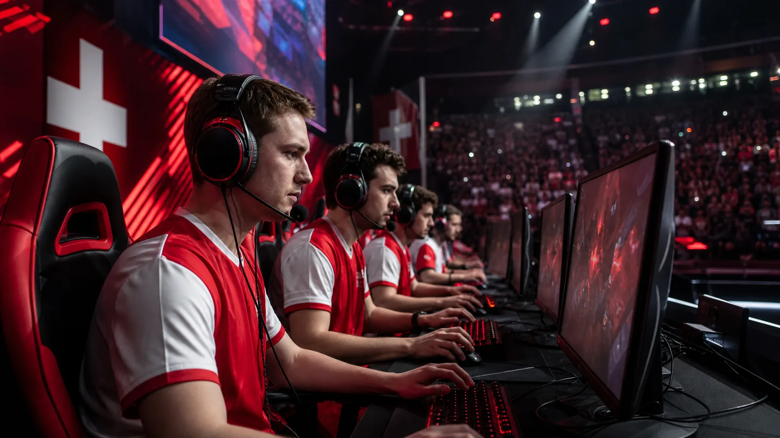 Schweizer E-Sport-Team unter hochwertiger Arenabeleuchtung