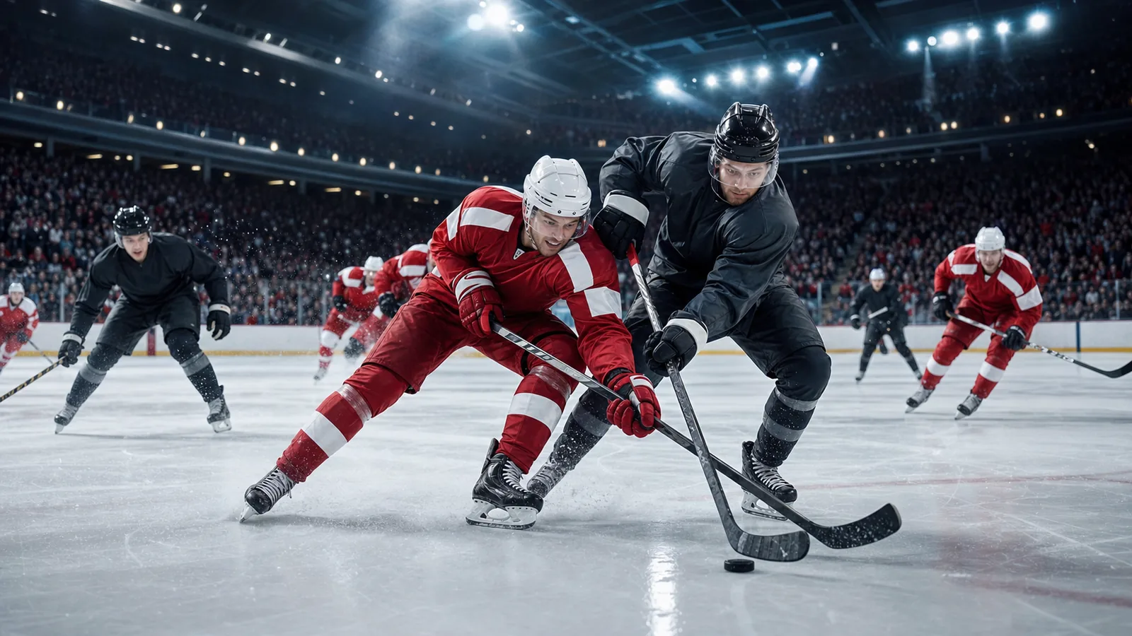 Eishockeyspieler in einer Schweizer National-League-Arena