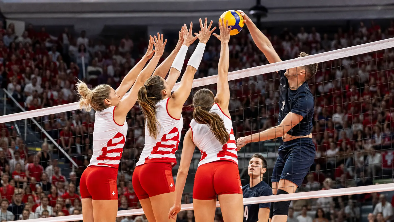 Volleyballspieler und mobiles BetLabel Erlebnis in der Schweiz