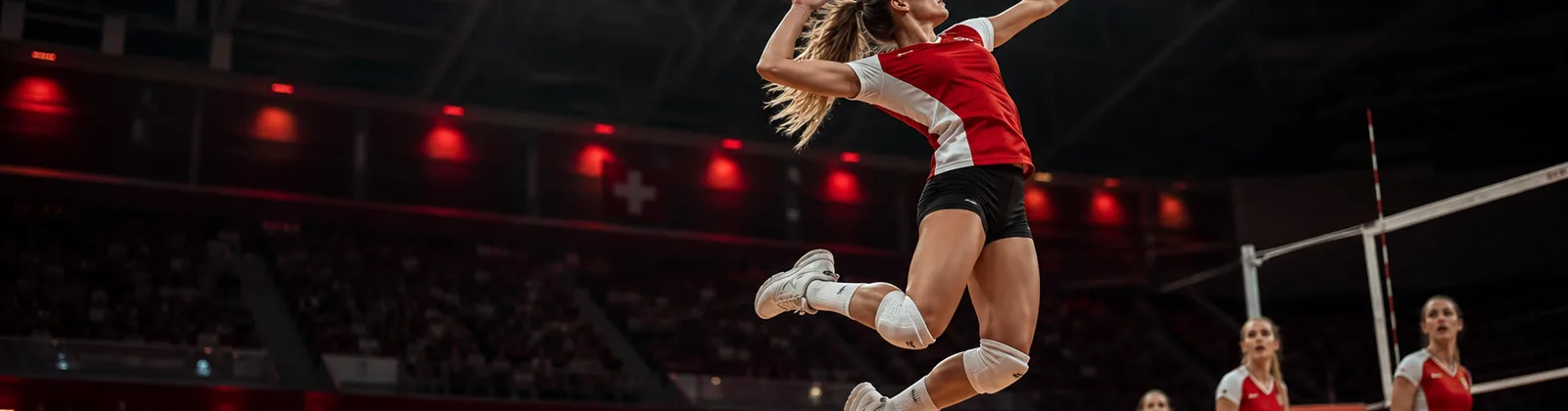 Erwachsene Volleyballspieler in einer Schweizer Sporthalle