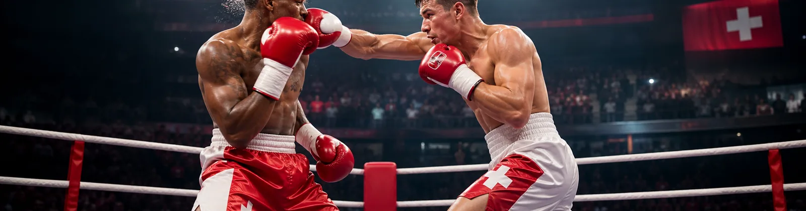 Erwachsene Boxer in einem Schweizer Boxring