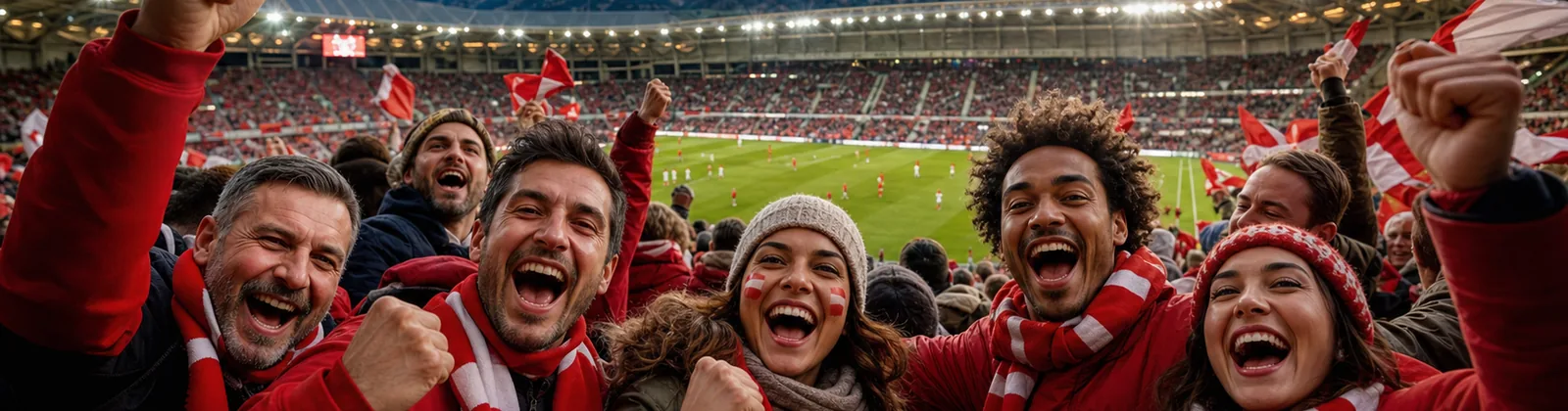 Erwachsene Fussballspieler im Zentrum eines Schweizer Stadions