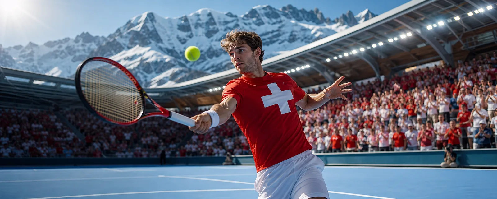 Erwachsene Tennisspieler bei einem Wettkampf in der Schweiz