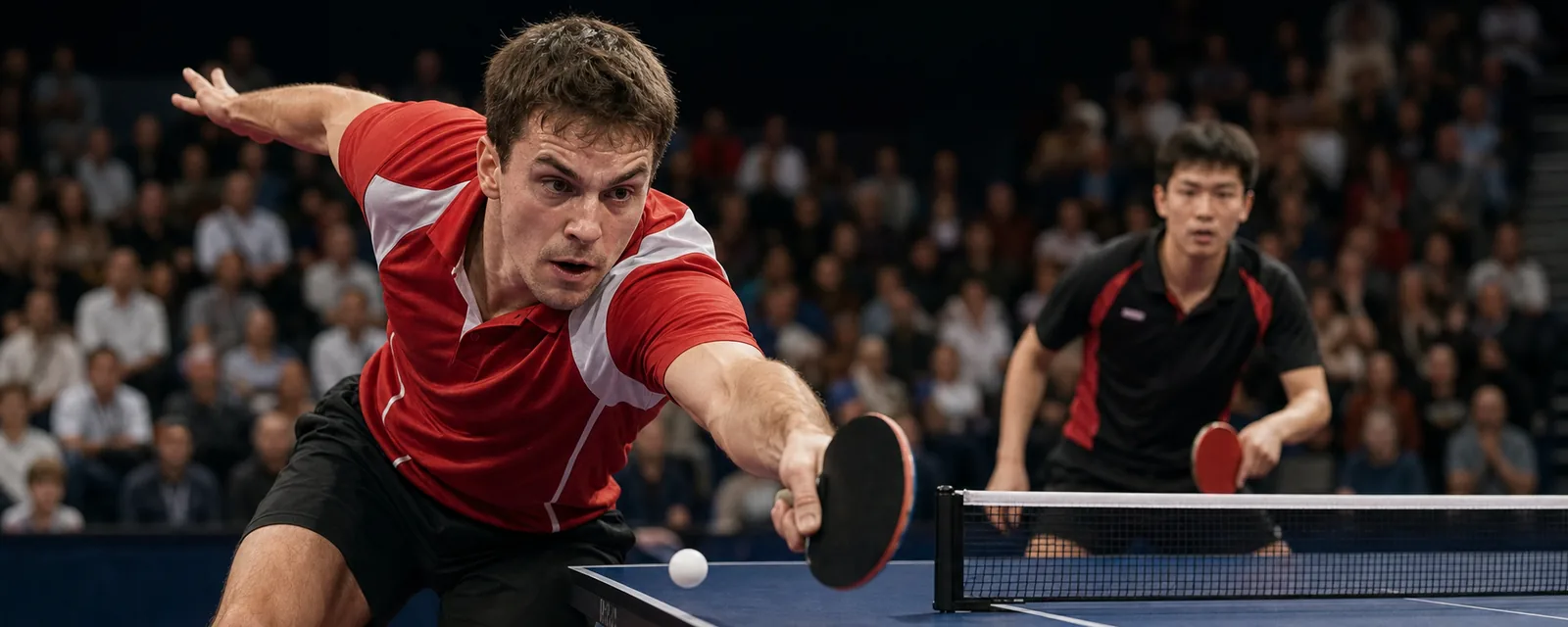 Erwachsene Tischtennisspieler bei einem Wettkampf in der Schweiz