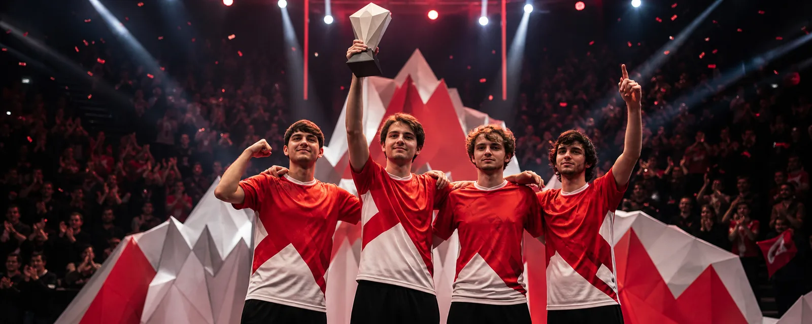 Erwachsene E-Sport-Spieler in einer Schweizer Turnierarena