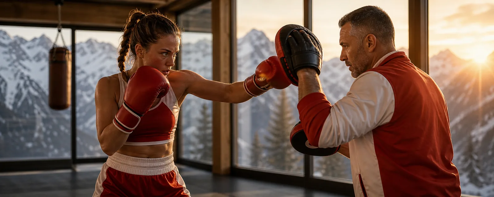 Erwachsene Boxer in einer Schweizer Sportarena